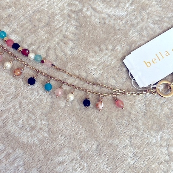 Brand New Bella Jack Gold Tone Double Chain Multicolored Bead Toggle Bracelet - Picture 10 of 16